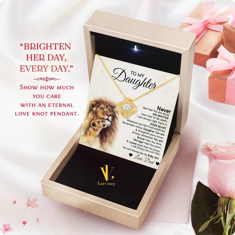Larvincy To My Daughter Necklace From Dad With Heartfelt Message & Elegant Box, Gifts For Daughter From Father, Beautiful Jewelry Gift From Love Daddy On Graduation, Birthday, Wedding, Christmas - Image 3
